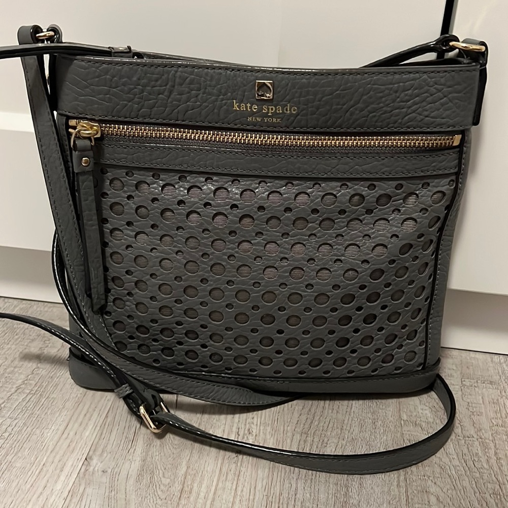 Kate Spade Grey Gold Crossbody Bag